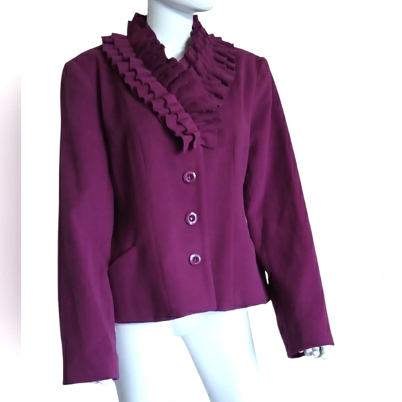 NWT Spense Beautiful Purple Women's Long Sleeve / Frill & lined Blazer Size XL - Picture 1 of 16